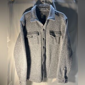 LL Bean Men’s Snap Up Gray Sweater Jacket Sz L